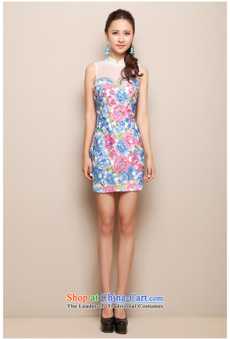 New Products For Summer 2015 China wind stylish stamp romantic aristocratic temperament Mock-neck cheongsam dress brands women national wind in long blue qipao S picture, prices, brand platters! The elections are supplied in the national character of distribution, so action, buy now enjoy more preferential! As soon as possible.