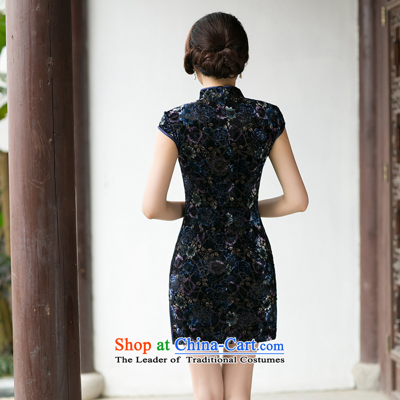 The cross-sa discretion ink 2015 Spring Summer collar short-sleeved retro improved daily scouring pads qipao gown cheongsam dress Ms. za 084  M, the cross-sa suit shopping on the Internet has been pressed.