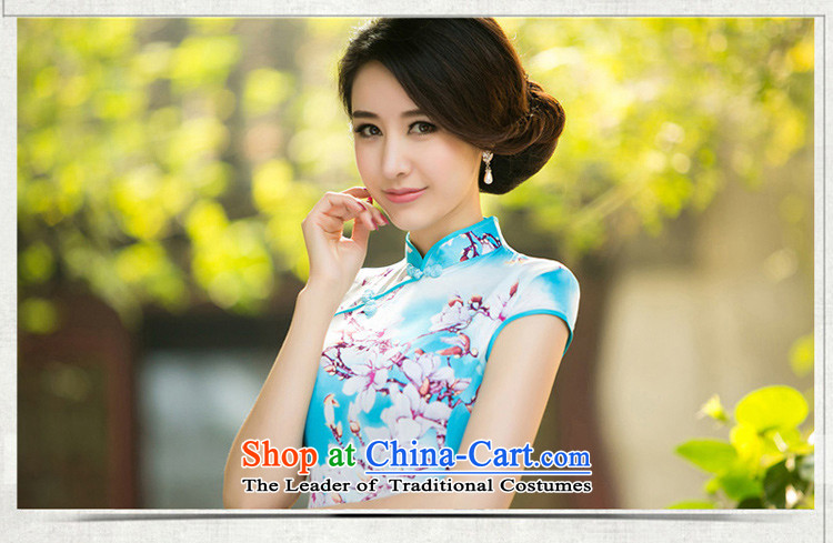 The cross-sha zi Pei new summer daily improved cheongsam dress short-sleeved Silk Cheongsam-ling of stamp dresses qipao ZA 047 skyblue Ms. M picture, prices, brand platters! The elections are supplied in the national character of distribution, so action, buy now enjoy more preferential! As soon as possible.