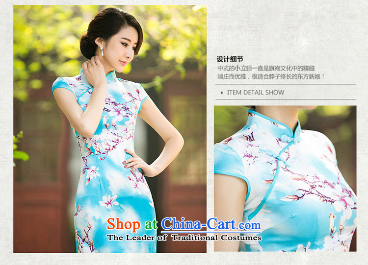 The cross-sha zi Pei new summer daily improved cheongsam dress short-sleeved Silk Cheongsam-ling of stamp dresses qipao ZA 047 skyblue Ms. M picture, prices, brand platters! The elections are supplied in the national character of distribution, so action, buy now enjoy more preferential! As soon as possible.