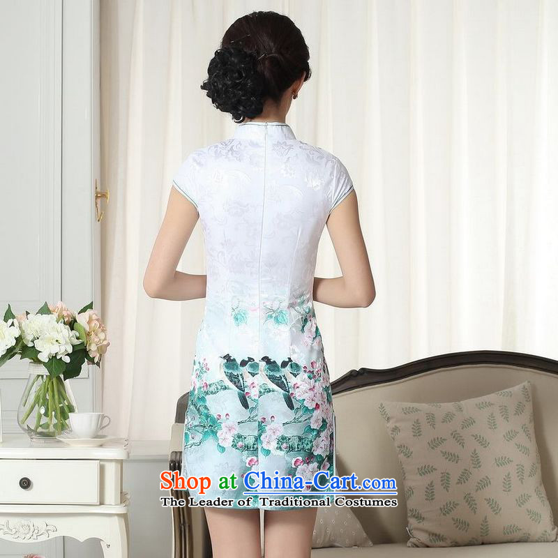 Ladies floor building is modern cotton jacquard cheongsam dress short Sau San Chinese cheongsam dress suit the new picture color XL, floor is floor , , , shopping on the Internet