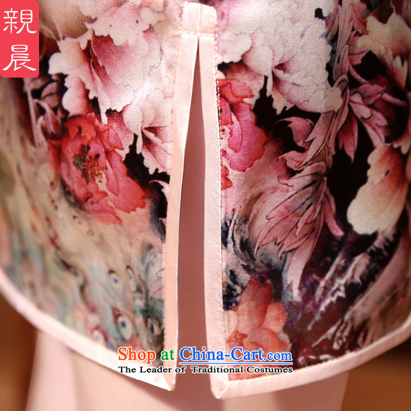 At 2015 new parent cheongsam dress summer retro herbs extract routine silk cheongsam dress improved stylish girl suit , L, pro-am , , , shopping on the Internet