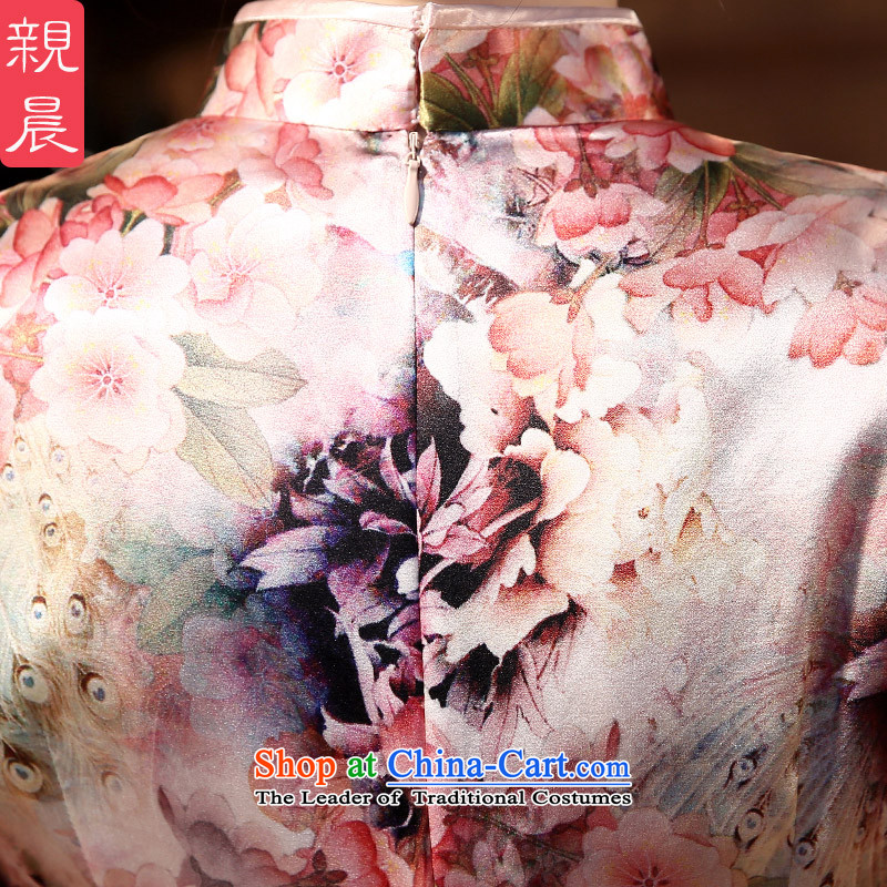 At 2015 new parent cheongsam dress summer retro herbs extract routine silk cheongsam dress improved stylish girl suit , L, pro-am , , , shopping on the Internet