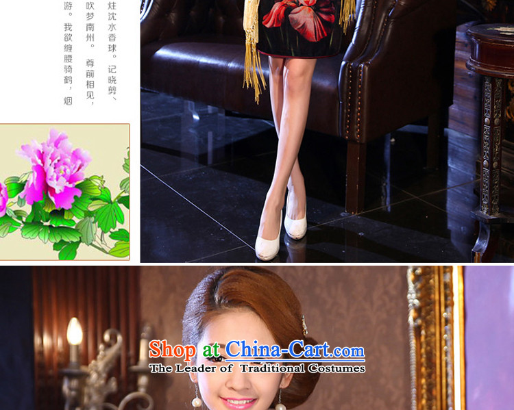 【 pro-am- 2015 Summer new short, wedding banquet in older mother marriage with velvet cheongsam dress dark floral 2XL Photo, prices, brand platters! The elections are supplied in the national character of distribution, so action, buy now enjoy more preferential! As soon as possible.
