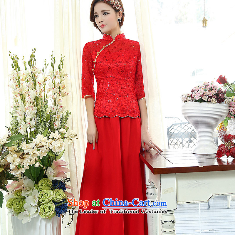 Read and el-soo spring 2015 new women's Simple Chinese wedding dresses Sau San bows long two kits dresses 7 S, read the red 1505A cuff and el-soo. , , , shopping on the Internet