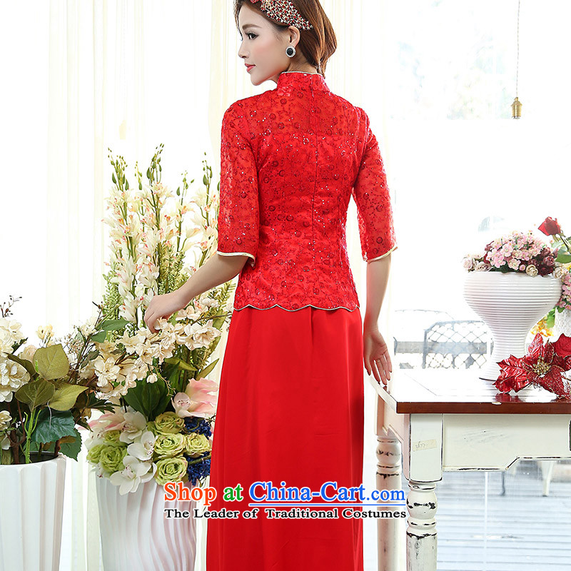Read and el-soo spring 2015 new women's Simple Chinese wedding dresses Sau San bows long two kits dresses 7 S, read the red 1505A cuff and el-soo. , , , shopping on the Internet