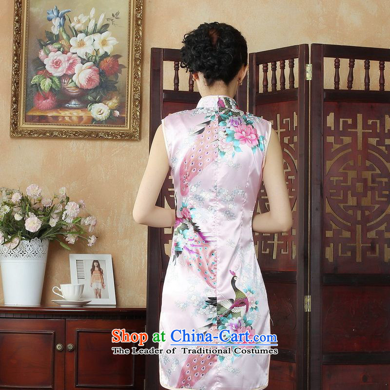Ms. Floor Floor yet dresses qipao Tang dynasty improved summer qipao gown need collar short qipao J5145 peacock pink building, L, yet floor , , , shopping on the Internet