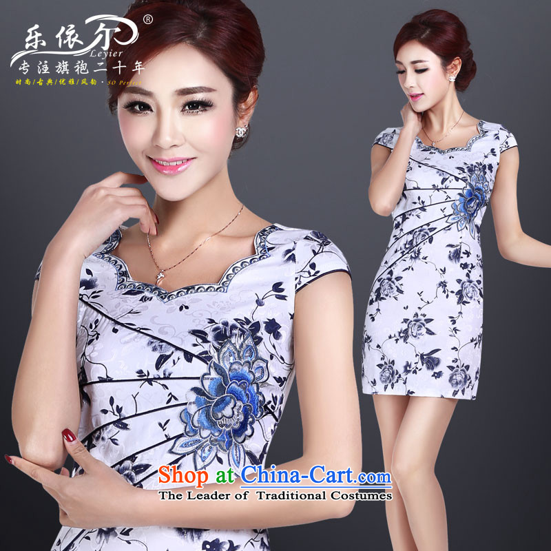 In accordance with the American, short-sleeved cheongsam dress short of qipao improved daily dress LYE8801 retro Sau San White XL, in accordance with the (leyier Lok) , , , shopping on the Internet