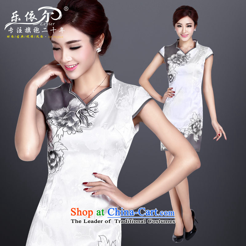 In accordance with the American's summer cheongsam dress female embroidery qipao short of improved female white XXL, LYE8803 retro Qipao (leyier according to American) , , , shopping on the Internet