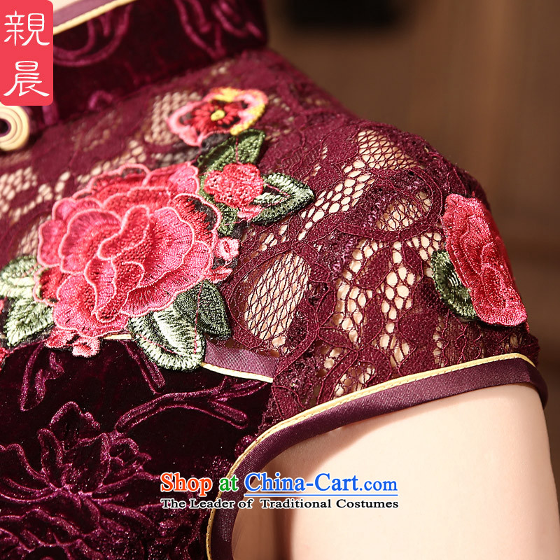 At 2015 new pro-chiu summer upscale Kim scouring pads in the skirt qipao retro older wedding-dress mother S PRO-Pack sauce purple morning shopping on the Internet has been pressed.