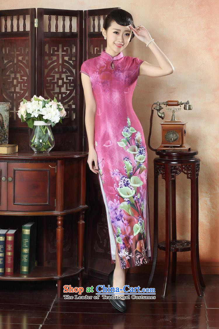 Floral banquet long qipao summer new Chinese qipao improved Tang Women's clothes Mock-neck elegant qipao gown long short-sleeved figure color pictures, prices, XL brand platters! The elections are supplied in the national character of distribution, so action, buy now enjoy more preferential! As soon as possible.