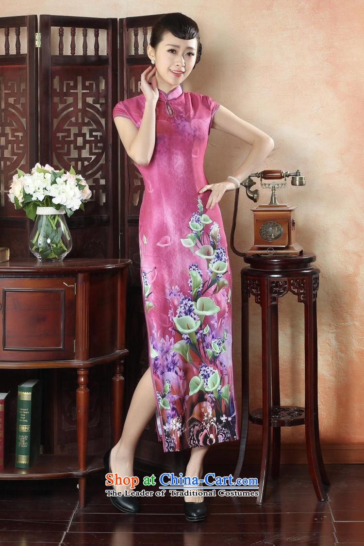 Floral banquet long qipao summer new Chinese qipao improved Tang Women's clothes Mock-neck elegant qipao gown long short-sleeved figure color pictures, prices, XL brand platters! The elections are supplied in the national character of distribution, so action, buy now enjoy more preferential! As soon as possible.