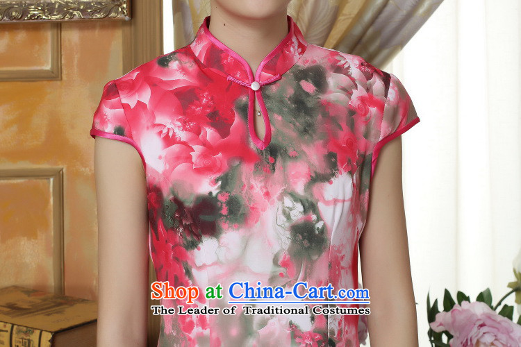 Figure for summer flowers new cheongsam Chinese clothing improved Mock-neck Tang Women's clothes cheongsam banquet Silk Cheongsam Long Short-sleeved Figure 2XL color pictures, prices, brand platters! The elections are supplied in the national character of distribution, so action, buy now enjoy more preferential! As soon as possible.