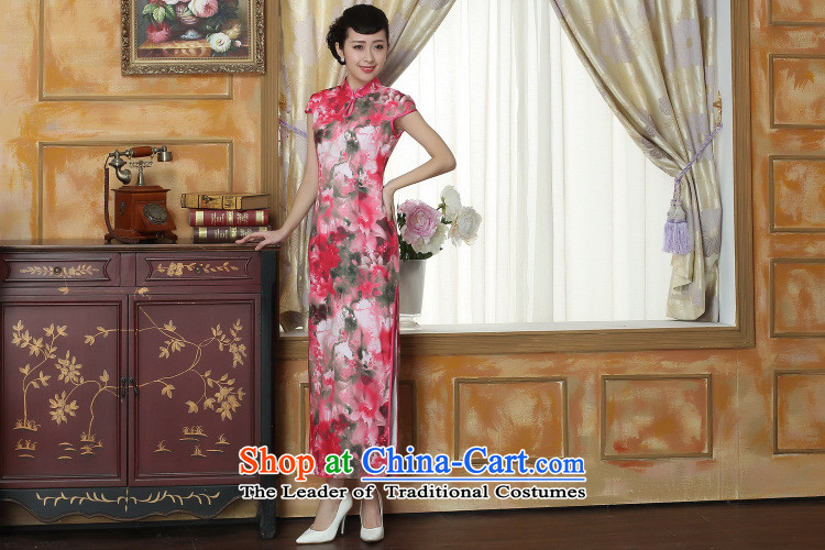 Dan smoke summer new cheongsam Chinese clothing improved Mock-neck Tang Women's clothes cheongsam banquet Silk Cheongsam Long Short-sleeved Figure 2XL color pictures, prices, brand platters! The elections are supplied in the national character of distribution, so action, buy now enjoy more preferential! As soon as possible.