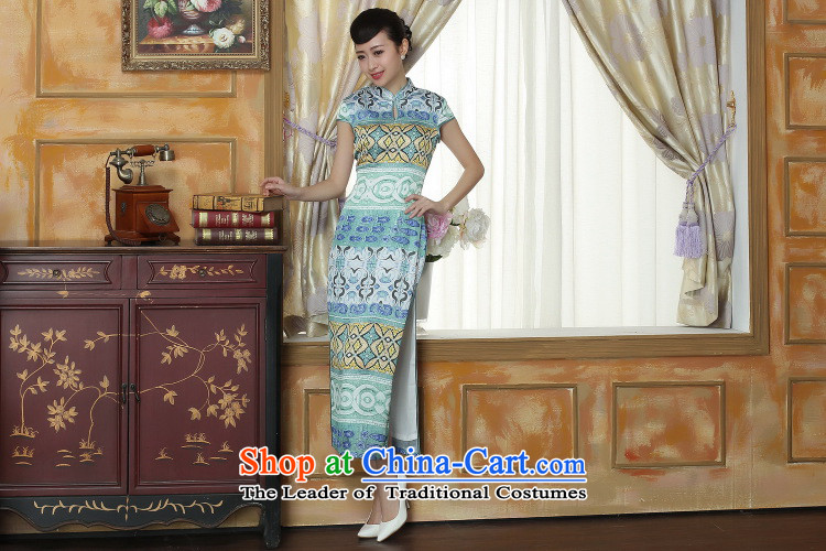Dan smoke summer qipao Tang new for women Chinese improved retro collar ethnic elegant qipao gown as long banquet map color 2XL Photo, prices, brand platters! The elections are supplied in the national character of distribution, so action, buy now enjoy more preferential! As soon as possible.