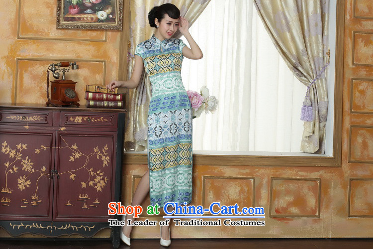Dan smoke summer qipao Tang new for women Chinese improved retro collar ethnic elegant qipao gown as long banquet map color 2XL Photo, prices, brand platters! The elections are supplied in the national character of distribution, so action, buy now enjoy more preferential! As soon as possible.