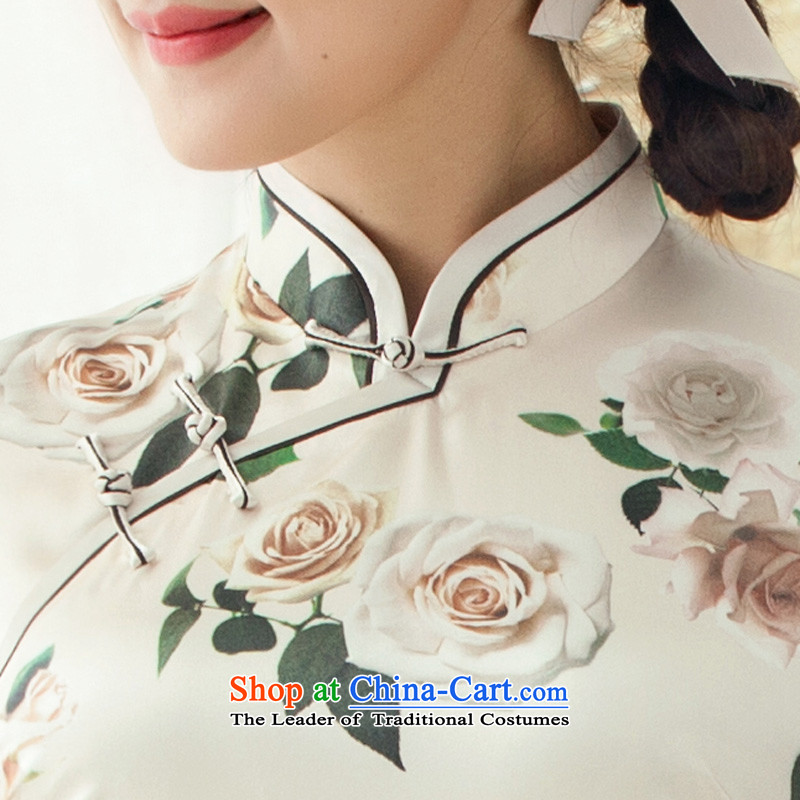 A Pinwheel Without Wind poem was really Yat Silk Cheongsam improved long summer 2015 spring outfits of the Republic of Korea cheongsam dress Daily White XL, Yat Lady , , , shopping on the Internet
