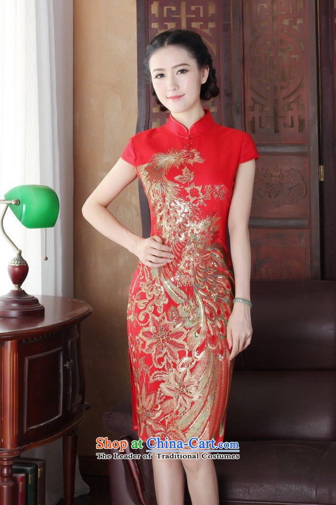 Figure for summer flowers cheongsam Tang Dynasty Chinese Women's improved wedding services retro flower embroidery bows peacock short of Qipao Figure Color improved M picture, prices, brand platters! The elections are supplied in the national character of distribution, so action, buy now enjoy more preferential! As soon as possible.