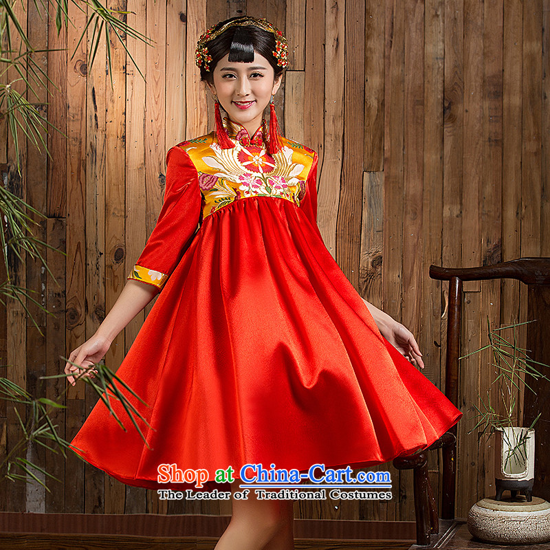 Non-you do not marry Korean Top Loin of large numbers of pregnant women serving marriages toasting champagne wedding dresses autumn 2015 installed Red 2XL, qipao non-you do not marry shopping on the Internet has been pressed.