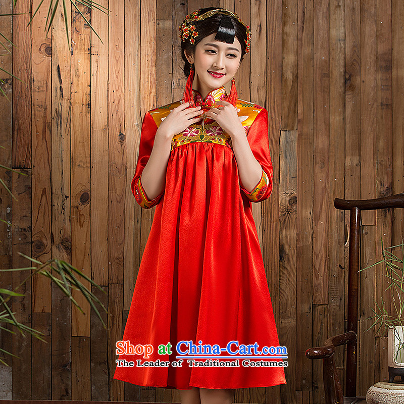 Non-you do not marry Korean Top Loin of large numbers of pregnant women serving marriages toasting champagne wedding dresses autumn 2015 installed Red 2XL, qipao non-you do not marry shopping on the Internet has been pressed.