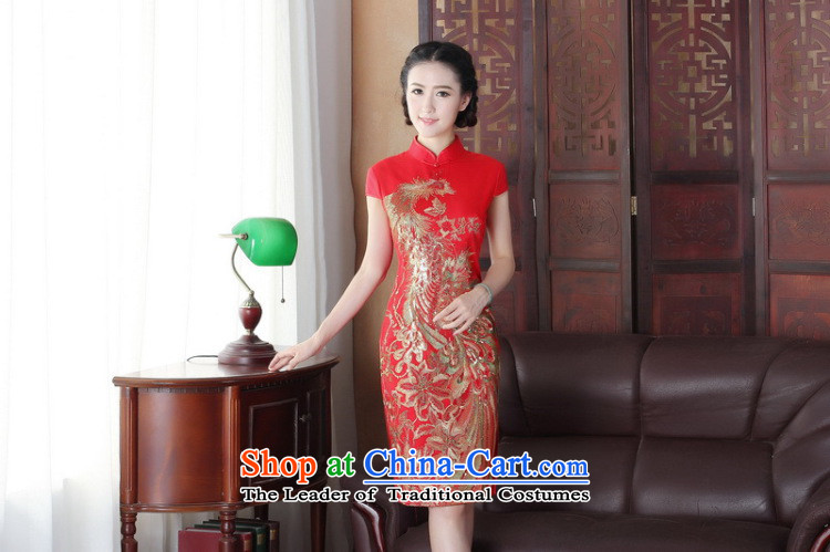 Dan smoke summer qipao Tang Dynasty Chinese Women's improved wedding services retro flower embroidery bows peacock short of Qipao Figure Color improved M picture, prices, brand platters! The elections are supplied in the national character of distribution, so action, buy now enjoy more preferential! As soon as possible.
