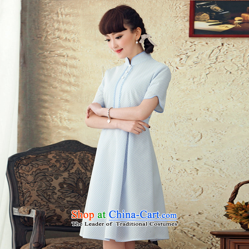 A Pinwheel Without Wind-Ching Lau Yat  2015 new ethnic lace dresses retro autumn temperament summer skirt blue Sau San S, Yat Lady , , , shopping on the Internet