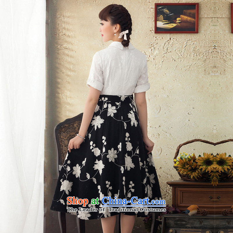 A Pinwheel Without Wind Yat fun spring and autumn Yat in long ethnic antique dresses in Embroidery Apron Cuff   Black M Yat Lady , , , shopping on the Internet