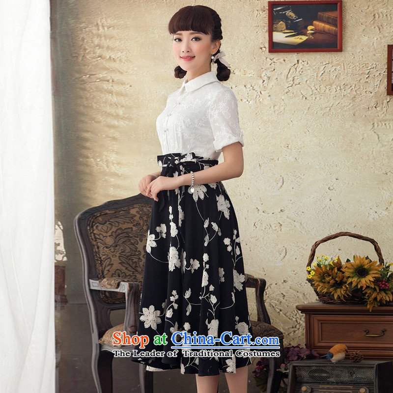 A Pinwheel Without Wind Yat fun spring and autumn Yat in long ethnic antique dresses in Embroidery Apron Cuff   Black M Yat Lady , , , shopping on the Internet