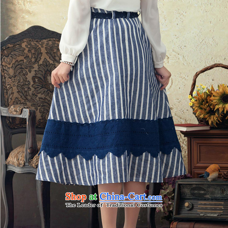 A Pinwheel Without Wind smile on ethnic Yat stripe cotton linen body skirt spring and summer long skirt the New Literature retro 2015 swing skirt green M Yat Lady , , , shopping on the Internet