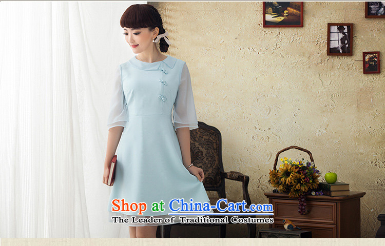 A Pinwheel Without Wind, Wan Wah Yat 2015 new national wind in Sau San cuff dresses in Spring and Summer Art Nouveau Female dress blue L picture, prices, brand platters! The elections are supplied in the national character of distribution, so action, buy now enjoy more preferential! As soon as possible.