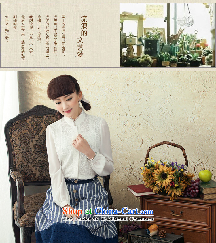 A Pinwheel Without Wind Flower population of Sau San Tong Yi ethnic lace white shirt female long-sleeved 2015 New Chinese Antique autumn white L picture, prices, brand platters! The elections are supplied in the national character of distribution, so action, buy now enjoy more preferential! As soon as possible.