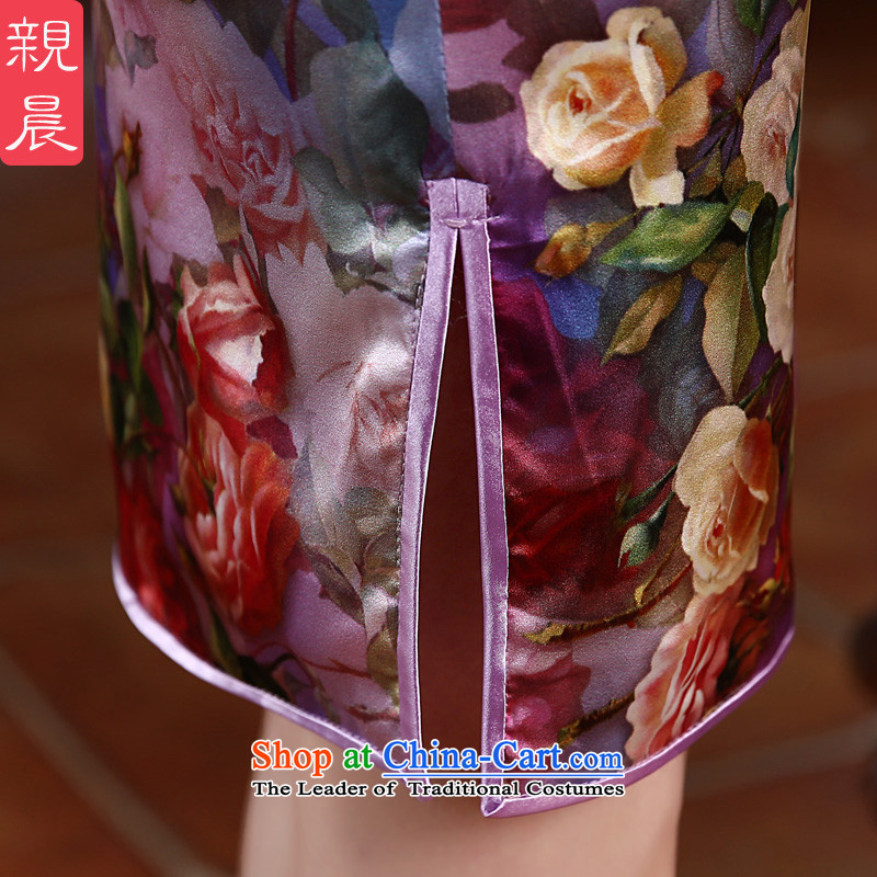 At 2015 new pro-quality silk dulls women's daily short, sauna silk cheongsam dress improved bottom edge first first stylish short, L, pro-am , , , shopping on the Internet