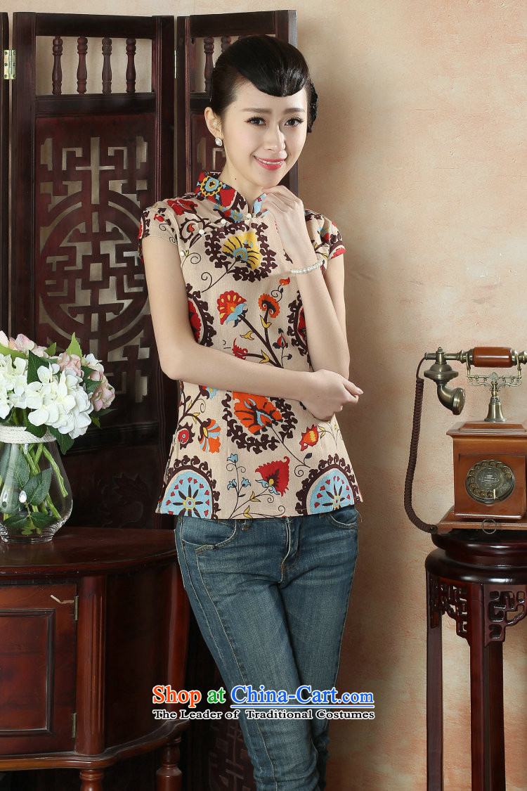 Figure for summer flowers new cheongsam dress shirt Chinese literature improved cotton linen Mock-Neck Shirt Ms. Tang dynasty stamp figure color pictures, prices, XL brand platters! The elections are supplied in the national character of distribution, so action, buy now enjoy more preferential! As soon as possible.