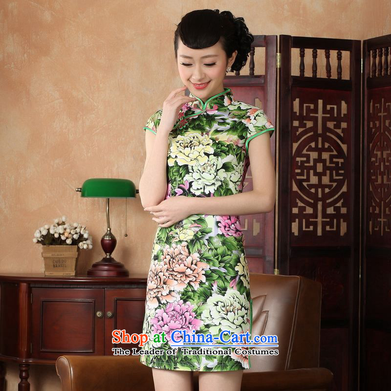 Floor is a new summer, Ms. floor elegance short of Tang Dynasty qipao new Chinese cheongsam dress D0221-a improved 2XL, floor building is , , , shopping on the Internet