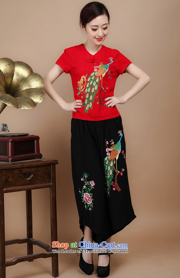 Mr Ronald decorated in 2015 Cotton embroidery Tang dynasty V-Neck short-sleeved T-shirt, two sets of load pants can sell green Kit L picture, prices, brand platters! The elections are supplied in the national character of distribution, so action, buy now enjoy more preferential! As soon as possible.