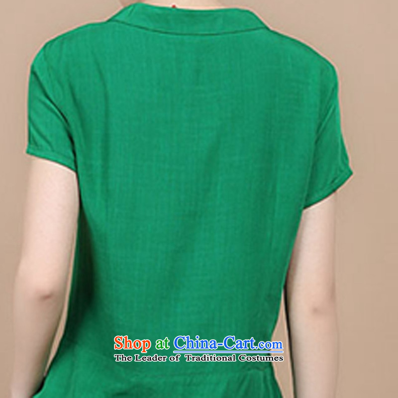 Mr Ronald decorated in 2015 Cotton embroidery Tang dynasty V-Neck short-sleeved T-shirt, two sets of load pants can sell green Kit , L, charm and Asia (charm bali shopping on the Internet has been pressed.)