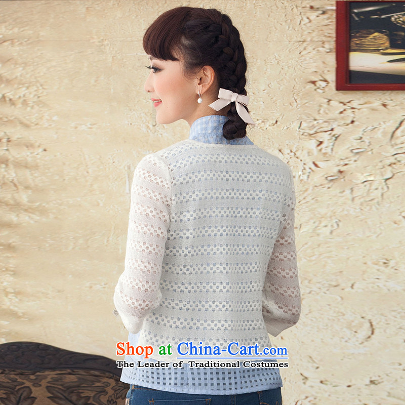 A Pinwheel Without Wind flowers in Yat long-sleeved T-shirt spring and summer qipao improved national wind kit Tang Dynasty, 2015 New White L, Yat Lady , , , shopping on the Internet