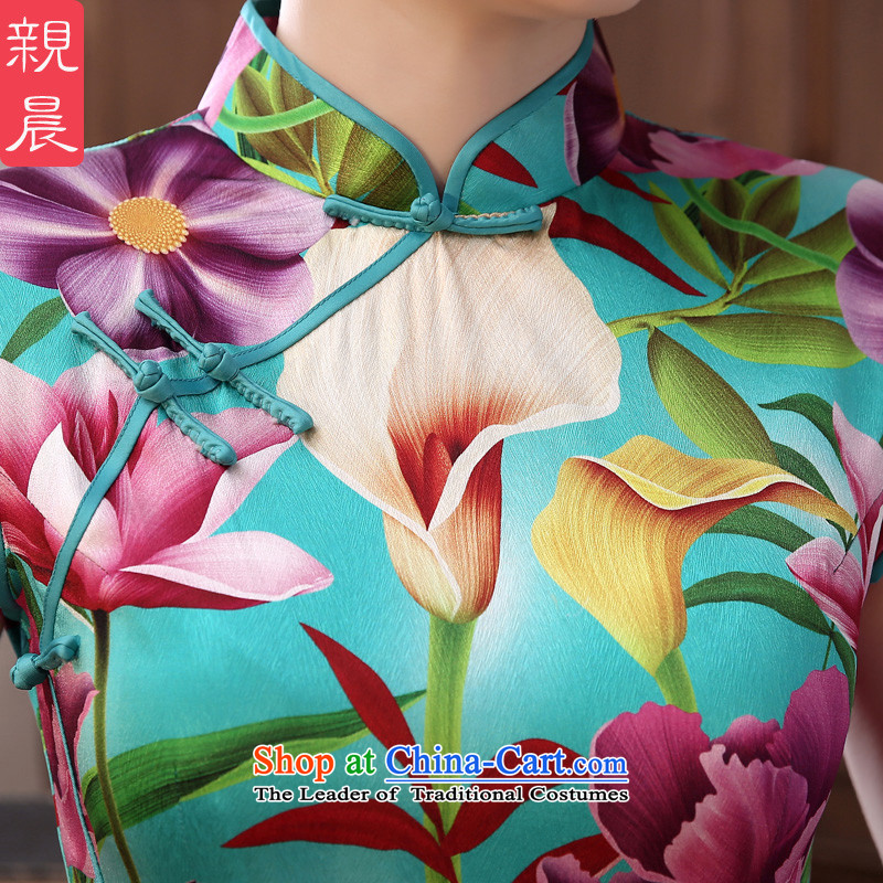 The pro-am new upscale heavyweight silk cheongsam dress in the summer and fall of long skirt herbs extract improved retro long L, pro-am , , , shopping on the Internet