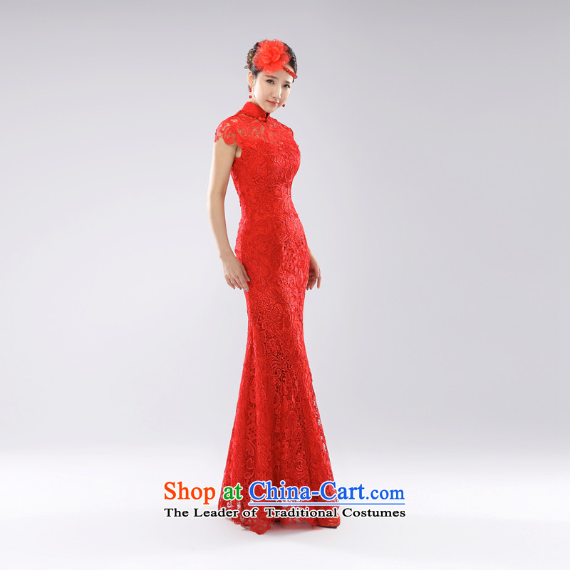 (Heung-lun's health wedding dresses cheongsam dress married back bride bows services crowsfoot lace red long improved new China wind wedding dress spring and summer 2015 , Hebron, incense red , , , shopping on the Internet