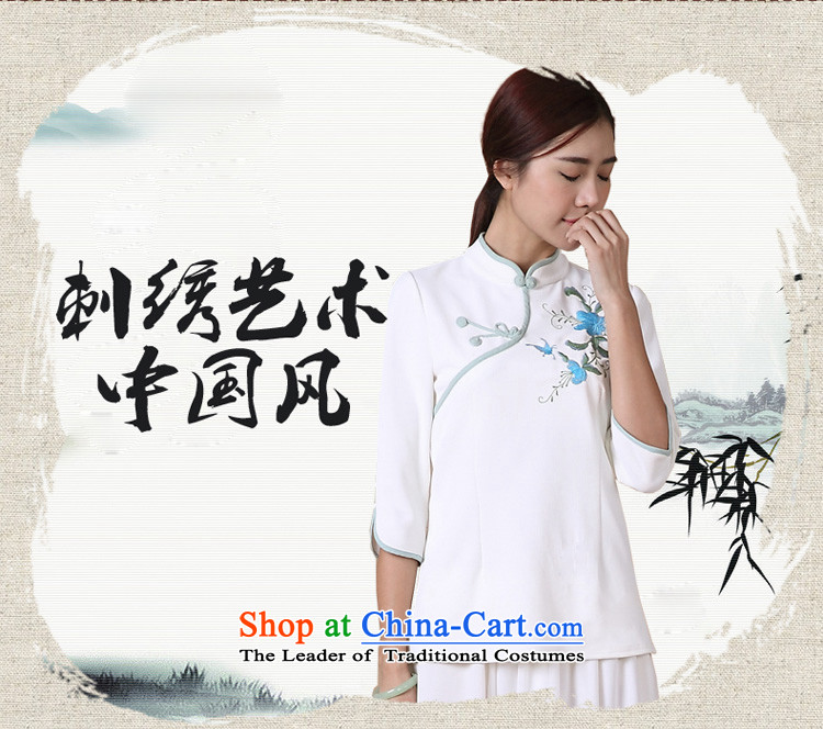 No. load spring and summer Ramadan Tang New 2015 ethnic retro shirt improved qipao white L images of the breast, prices, brand platters! The elections are supplied in the national character of distribution, so action, buy now enjoy more preferential! As soon as possible.