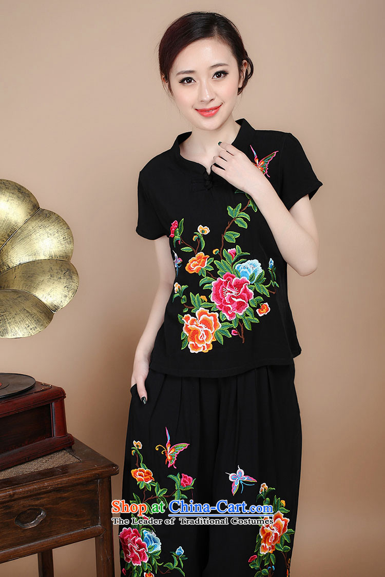 2015 Summer Korean retro Sau San Tong replace short-sleeved embroidered round-neck collar Tang blouses pants kit can sell B210 trousers XXL picture, prices, brand platters! The elections are supplied in the national character of distribution, so action, buy now enjoy more preferential! As soon as possible.
