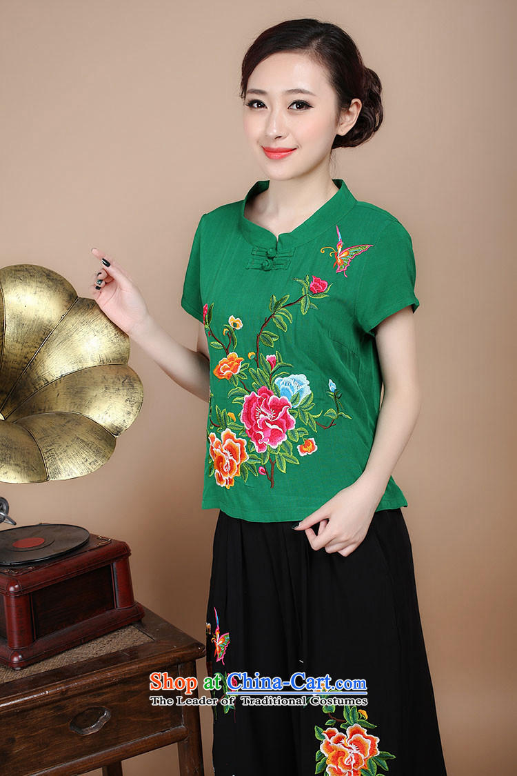 2015 Summer Korean retro Sau San Tong replace short-sleeved embroidered round-neck collar Tang blouses pants kit can sell B210 trousers XXL picture, prices, brand platters! The elections are supplied in the national character of distribution, so action, buy now enjoy more preferential! As soon as possible.