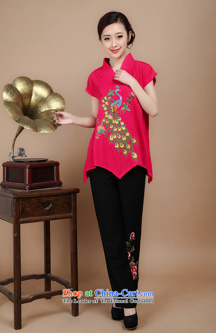 2015 Summer retro Sau San Tong load embroidery Short Sleeve V-neck in Tang Dynasty long red shirts XXL picture, prices, brand platters! The elections are supplied in the national character of distribution, so action, buy now enjoy more preferential! As soon as possible.