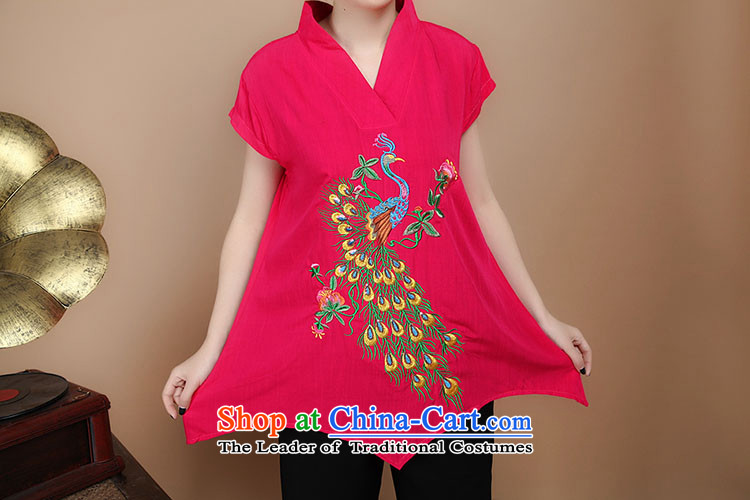 2015 Summer retro Sau San Tong replace short-sleeved embroidered round-neck collar in Tang long red shirts XXXL picture, prices, brand platters! The elections are supplied in the national character of distribution, so action, buy now enjoy more preferential! As soon as possible.