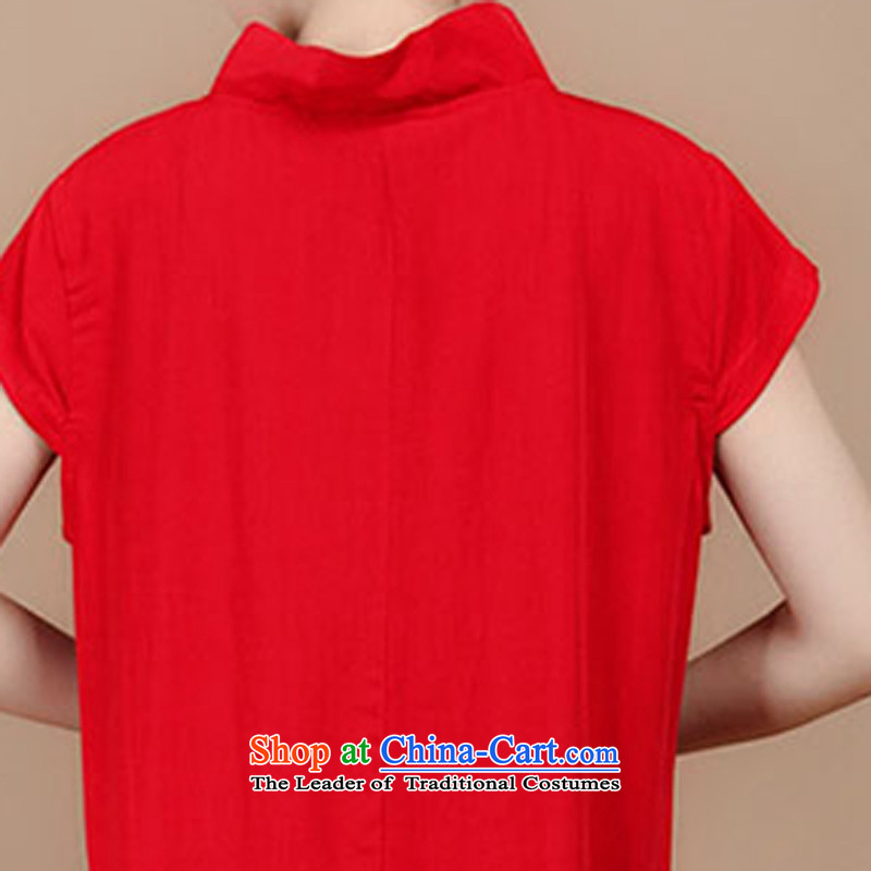 2015 Summer retro Sau San Tong replace short-sleeved embroidered round-neck collar in Tang long red shirts and Asia (XXXL, charm charm of Bali shopping on the Internet has been pressed.