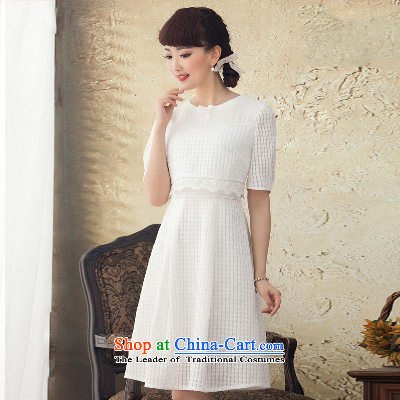A Pinwheel Without Wind Power retro Yat Mute Ethnic Arts in spring and summer 2015 lace dresses women in temperament long skirt white L, Yat Lady , , , shopping on the Internet