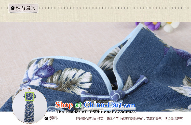 A Pinwheel Without Wind Yat Bik Ying 2015 in New long cotton linen dresses improved spring and summer retro stamp cheongsam dress blue  S picture, prices, brand platters! The elections are supplied in the national character of distribution, so action, buy now enjoy more preferential! As soon as possible.