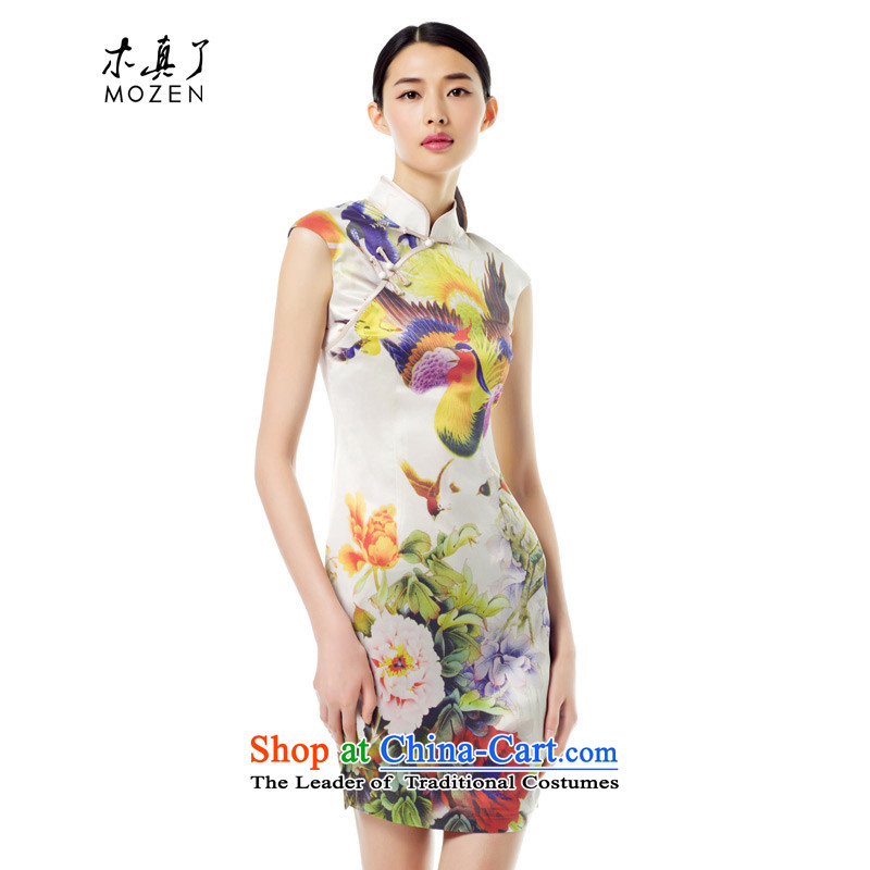 The women's true   the spring and summer of 2015, the new Silk Poster Mudan Phoenix short flag classical style qipao 11472 03 m bottom Phoenix?XXL