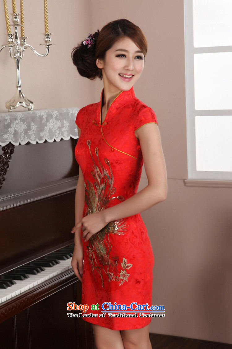 With the Chinese qipao on chip Sau San short-sleeved new Phoenix cheongsam improved Stylish retro qipao gown 0239 XXL toasting champagne marriage picture, prices, brand platters! The elections are supplied in the national character of distribution, so action, buy now enjoy more preferential! As soon as possible.