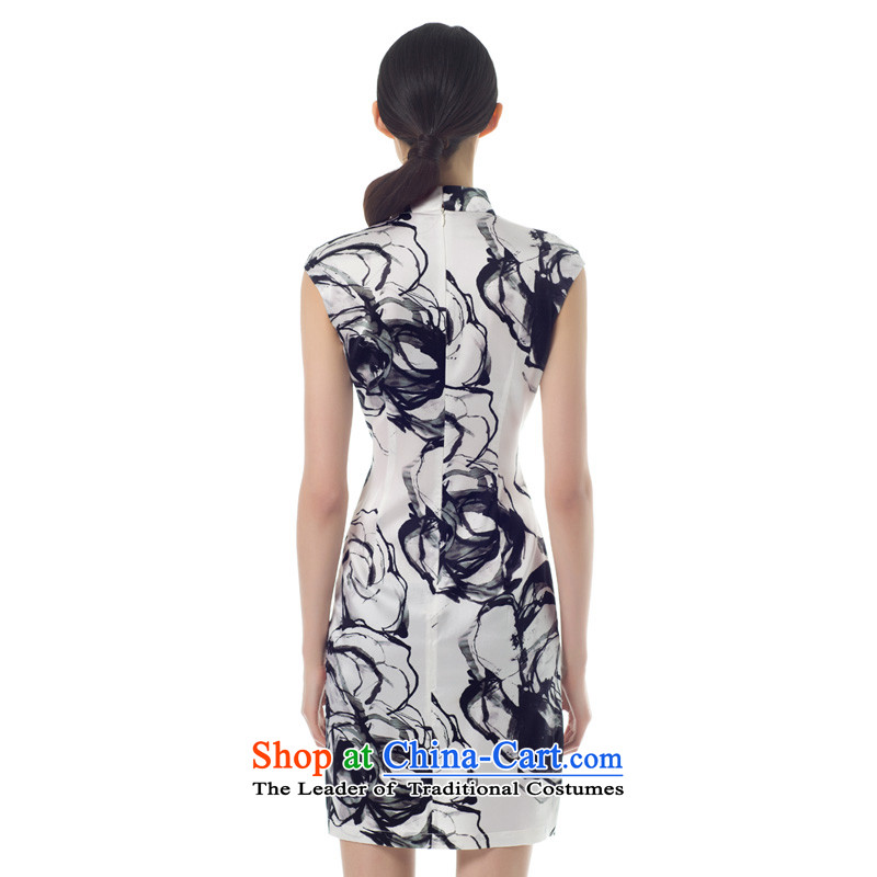 The women's true : the spring and summer of 2015, the new Silk ink on the intuition of the classical style qipao 32311 flag short 03 M, wooden really the cream , , , shopping on the Internet